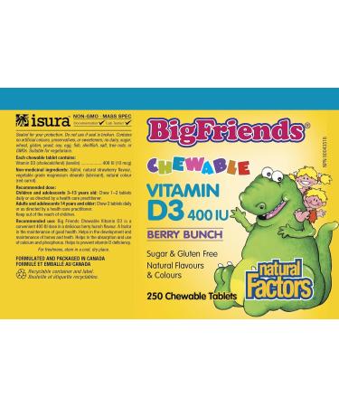 Natural Factors Big Friends Chewable Vitamin D3 400 IU Berry Bunch - 250 - Buy Online on GoSupps.com