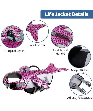 ASENKU Dog Life Jacket - Ripstop Safety Vest for Small to Large Dogs - Adjustable Pet Life Preserver in Pink - Buy Online on GoSupps.com
