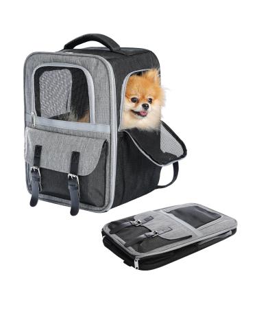 PETEPELA Dog Carrier Backpack for Puppy Cat Carrier and Dog Backpack with Dual Mesh Window Entrance Built-in Hook for Collar Connection Side Pockets for Storage and Adjustable Straps