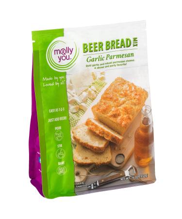 Molly & You Garlic Parmesan Beer Bread Mix (Pack of 1) - Gourmet Artisan Bread Kit - No Bread Machine Needed - Just Add Beer or Soda Garlic Parmesan (Pack of 1)