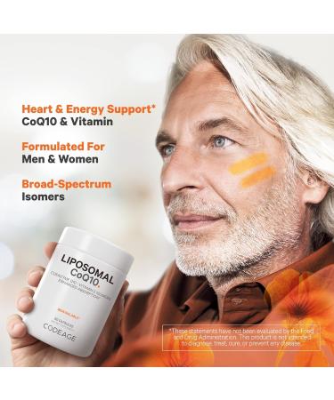 Codeage Liposomal CoQ10 Supplement - 125 mg Coenzyme Q10 with Vitamin E - Vegan Non-GMO Gluten-Free - 60 Capsules for Energy & Antioxidant Support - Buy Online on GoSupps.com
