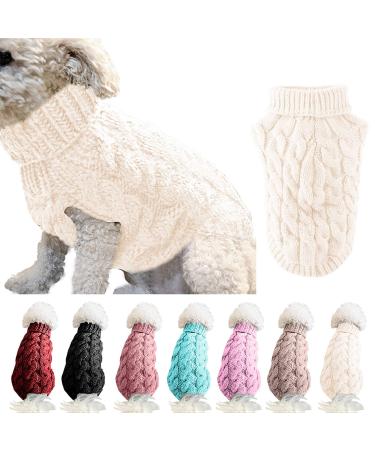 Famkit Pet Dog roll collar sweater with turtleneck sweater Pet Dog Clothing Outwear Fashion Warm Pullover Knitwear (please choose a larger size according to the size table) XL (Fit for 11-13.2lb) white - Buy Online on GoSupps.com