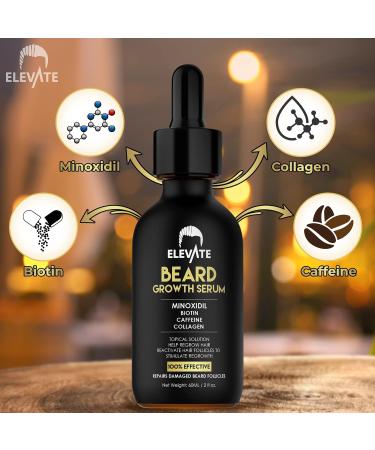 Elevate Beard Growth Oil 5% Minoxidil Serum with Biotin & Caffeine - 1 Fl Oz (Pack of 1) | Natural Facial Hair Treatment for Thicker Fuller Beard Growth - Buy Online on GoSupps.com