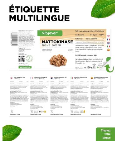 Nattokinase - 365 100mg Capsules (20 000 FU/g) - 12 Months Stock - Vegan - Non-GMO - No Additives - Buy Online on GoSupps.com