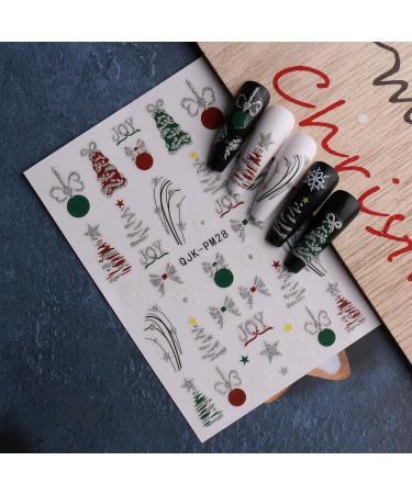 JMEOWIO 10 Sheets Glitter Christmas Nail Art Stickers Decals Self-Adhesive Snowflake Winter Holiday Cute Red Nail Supplies Nail Art Design Decoration Accessories - Buy Online on GoSupps.com