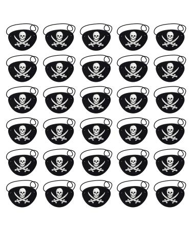 IUASZZ 30 Pieces Pirate Eye Patches  Halloween One Eye Skeleton Captain Eye Patches For Birthday Pirate Theme Party Decorations