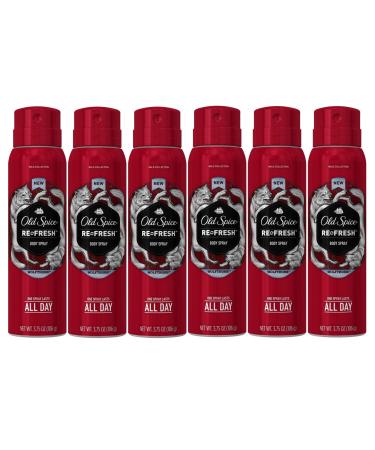 Old Spice Wild Collection Re-Fresh Deodorant Body Spray Wolfthorn 3.75 oz (Pack of 6)