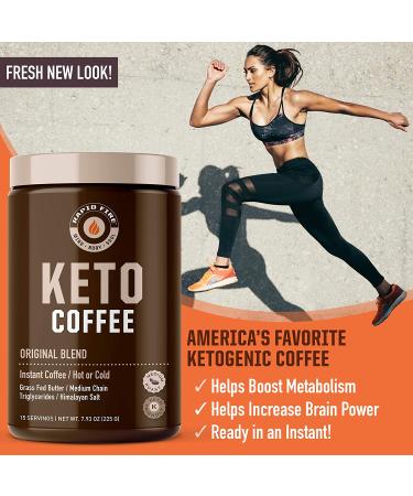 Rapidfire Ketogenic Fair Trade Instant Keto Coffee Mix - Supports Energy & Metabolism - 15 Servings, 7.93oz Canister - Original Blend for Weight Loss & Ketogenic Diet - Buy Online on GoSupps.com