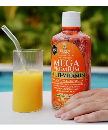Mega Premium Liquid Multivitamin | Natural Immune Support Vitamin w/ 1333% Vitamin C 200% D3 Zinc + 20 Vitamins 70 Minerals & 21 Amino Acids | Sugar Free | Orange Flavor | 98% Absorption | 32 Serv 32 Fl Oz (Pack of 1) - Buy Online on GoSupps.com