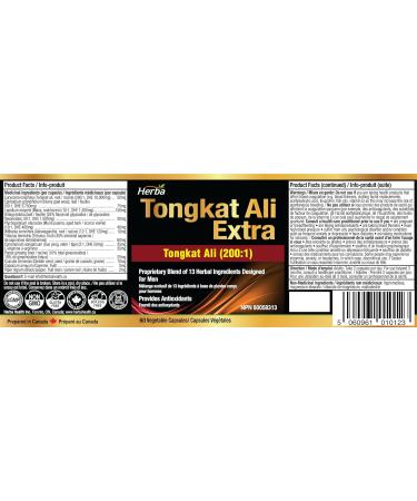 Herba Tongkat Ali Supplement for Men - 200:1 Extract 10 000mg Raw Tongkat Ali Equivalent | 60 Vegetable Capsules | Premium Tongkat Ali Extract Plus Extra | Made in Canada 60 count (Pack of 1) - Buy Online on GoSupps.com