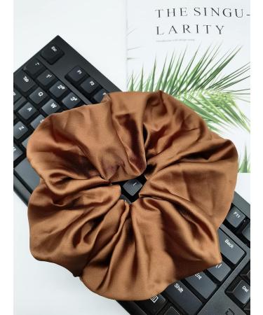 INNCHY XXL Large Satin Silk Scrunchie - Oversize Hair Tie for Girls - No Damage Elastic Ponytail Holder - Washable (Large Brown) - Buy Online on GoSupps.com