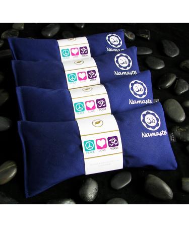 Happy Wraps Namaste Yoga Eye Pillows - Unscented Eye Pillows for Yoga - Set of 4 - Navy Cotton