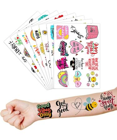 Motivational Inspirational Temporary Tattoos - 8 Sheets/96 PCS | Cute Quote Stickers for Kids - Birthday Party Favors, School Prizes, Carnival Decorations - Buy Online on GoSupps.com