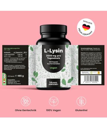 High-dose L-lysine - 400 capsules with 2000mg of pure lysine per daily serving - From vegetable fermentation - Capsule - Buy Online on GoSupps.com