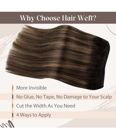 LAAVOO TREEEN Real Hair Extensions 30cm - Darkest Brown Ombre Light Brown Balayage Remy Sew-In 80g #2/8/2 - Buy Online on GoSupps.com