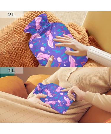 Axolotl Hot Water Bottle | 1L Plush Winter Warmer for Kids & Adults | Soft Cover Hand & Feet | International Shipping - Buy Online on GoSupps.com