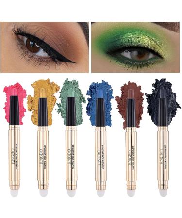 Eye Shadow Sticks Set | Makeup Eyeshadow Pencil Crayon 6 Colors | Long Lasting Natural Eye Shadow Highlighter Stick for Women Daily Use and Pochy C(13# 18#) - Buy Online on GoSupps.com
