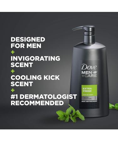 Dove Men+Care Body Wash 23.5 oz - Extra Fresh Skin Care for Men Nourishing & Bacteria-Fighting Body Wash with Pump - Shop Internationally - Buy Online on GoSupps.com
