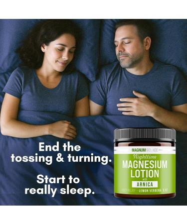 Magnum Solace Nighttime Magnesium Lotion with Arnica Soothing Relief & Relaxation Highly Concentrated Magnesium for Muscles & Joints Apply to Legs or Feet Before Bed Skin-Friendly - Buy Online on GoSupps.com