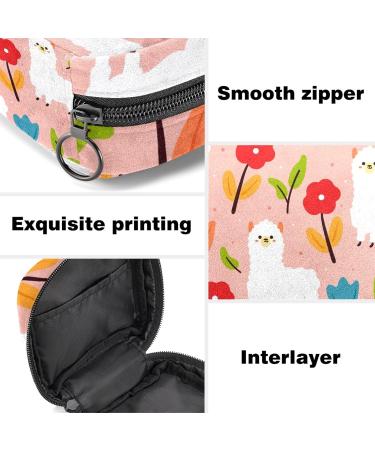 Alpaca Flower Pattern Menstrual Cup & Pad Storage Bag | Travel-friendly Organizer for Sanitary Napkins | Large Capacity & Portable Design in Color 1 - Buy Online on GoSupps.com