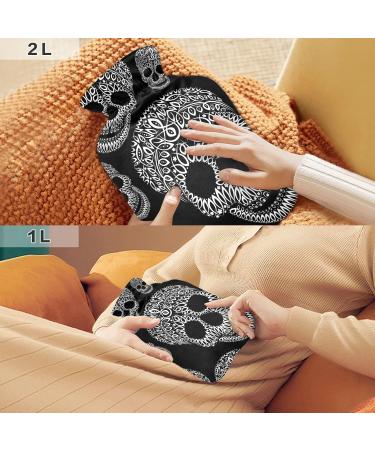 Hot Water Bottle with Skull Pattern - 1L Pain Relief Bag with Cover | Small Bed Hot Water Bag for Hand & Feet Comfort - Buy Online on GoSupps.com