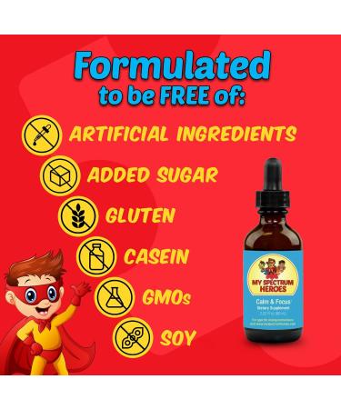My Spectrum Heroes Calm & Focus Supplement Drops - Brain Support with L-theanine GABA Huperzine A - Enhance Focus for Kids or Adults - Boost Concentration for Kids & Teens - 2.02 FL oz. (60 ml) 2.02 Fl Oz (Pack of 1) - Buy Online on GoSupps.com