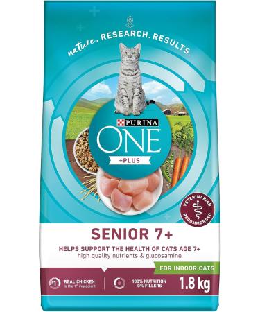 Purina ONE +Plus Dry Cat Food Indoor Advantage Turkey - 1.8 kg Bag & +Plus Senior Dry Cat Food Chicken - 1.8 kg Bag - Buy Online on GoSupps.com