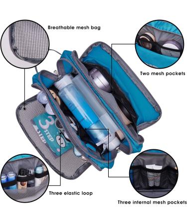WANDF Toiletry Bag Water-Resistant Nylon Travel Wash Bag Lightweight Dopp Kit for Men and Women (A-Sky Blue) - Buy Online on GoSupps.com