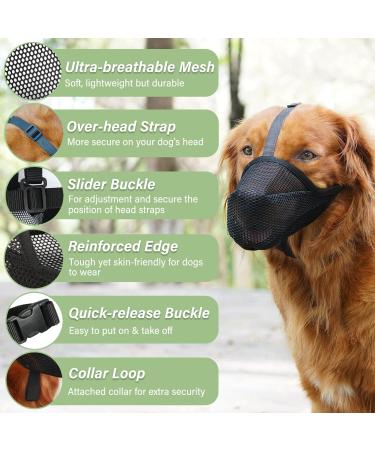 Adjustable Soft Dog Muzzle for Small Medium & Large Dogs - Comfortable Baskets for Biting Licking & Chewing - Black S (Snout: 8 - 9 ) - Buy Online on GoSupps.com