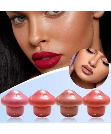 Cuteangel Blue Mushroom Lip Velvet Mud - Dual Use Long-lasting Lipstick & Cheek Gloss Fade Resistant Non-Stick Cup Perfect Red (C One Size) - Buy Online on GoSupps.com