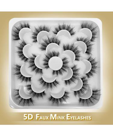 Arekey 5D Faux Mink Lashes - 10 Pairs Fluffy Luxury Strip Fake Eyelashes DSD07 - Buy Online on GoSupps.com