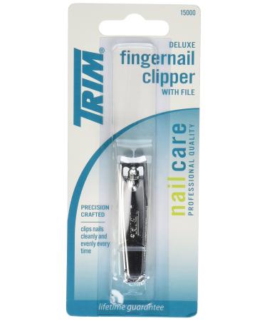 Trim Deluxe Fingernail Clippers with File   Sharp  Durable Clippers with Fold-Away Nail File for Easy  Compact Storage   Steel Nail Clippers for Precise  Even Cuts Every Time 1 Count (Pack of 1)