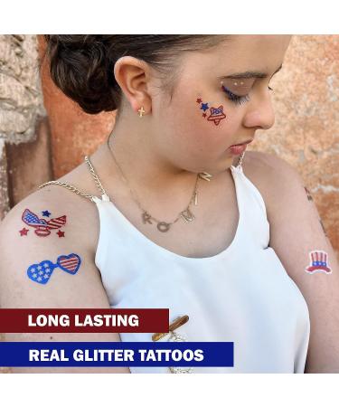 Fourth of July Party Supplies: 80pcs Patriotic Glitter & Metallic Temporary Tattoos | USA Independence Day Decorations for Kids & Adults - Buy Online on GoSupps.com