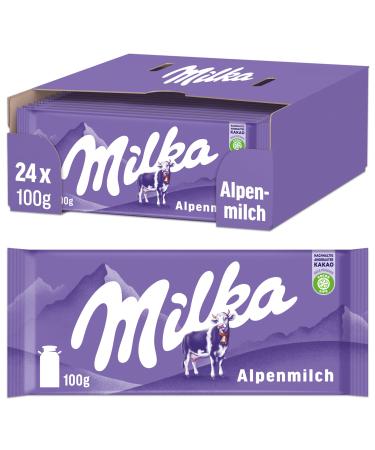 Milka Alpine Milk Bar 24 x 100g delicate Milka Alpine Milk chocolate bar even more chocolaty - Buy Online on GoSupps.com