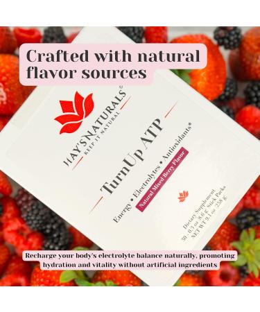 Buy Hay's Naturals Turn Up ATP - Sugar-Free Energy Drink Mix | 30 Packets | Pure ATP B-Vitamins Electrolytes | Boost Metabolism & Muscle Recovery | Mixed Berry Flavor - Buy Online on GoSupps.com