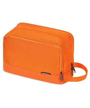 WANDF Toiletry Bag Water-Resistant Nylon Travel Wash Bag Lightweight Dopp Kit for Men and Women(A-Pure Orange)
