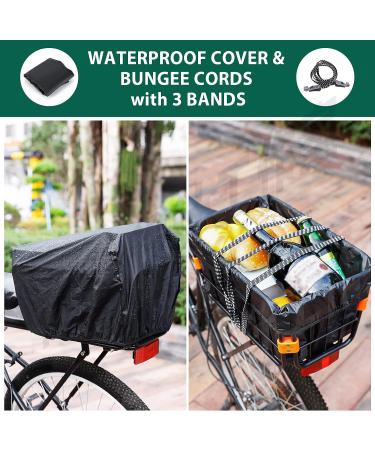 Universal Bike Rear Rack - 165 LB Capacity Aluminum Alloy with Free Bungee Cord & Waterproof Cover - Quick Release Adjustable MTB Bike Basket - Buy Online on GoSupps.com