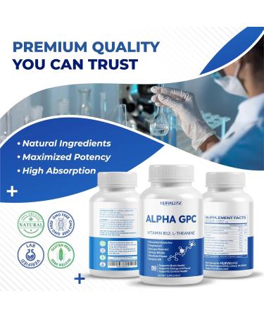 High Potency Alpha GPC with Vitamin B12 L-Theanine Phosphatidylserine Magnesium Bacopa Monnieri Ginkgo Biloba Supports Brain Health Energy & Focus Made in The USA 150 count (pack of 1) - Buy Online on GoSupps.com
