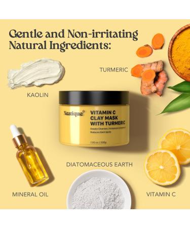 Neatique Vitamin C Clay Mask with Turmeric - Deep Purification & Detox for Even Skin Tone Post-Acne Radiance Minimizes Dark Spots - 7.01 Oz - Buy Online on GoSupps.com