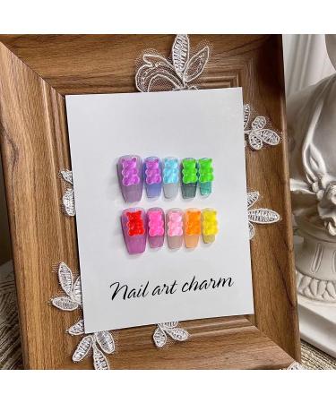 SANNIX 120 Pcs Kawaii Nail Charms - Gummy Bear Resin Decorations for Nail Art (8 Colors) - Shop Internationally - Buy Online on GoSupps.com