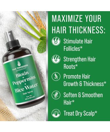 Biotin Peppermint Oil Rice Water Spray - Vegan Hair Growth Conditioner for Men & Women | Thickening & Moisturizing Scalp Treatment - Buy Online on GoSupps.com