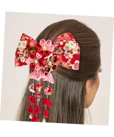 Amosfun Japanese Style Hairpin Hairbands for Womens Hair Flower Hair Clip Kanzashi Hair Barrettes Hair Pin Girls Barrettes for Hair Japanese-style Headdress Clothing Alloy Miss Kimono 16x12cm Red - Buy Online on GoSupps.com