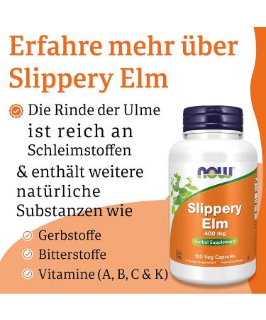 Now Foods Slippery Elm 400 mg - Vegan Capsules Gluten Free Soy Free Laboratory Tested - Buy Internationally - Buy Online on GoSupps.com
