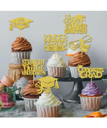 24Pcs Gold Kindergarten Graduation Cupcake Toppers Kindergarten Graduation Cupcake Picks Kindergarten Graduation Cupcake Decorations Kindergarten Graduation Decorations - Buy Online on GoSupps.com