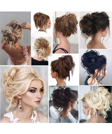 Tousled Updo Messy Bun Hair Piece | Synthetic Wavy Bun Extension | Fluffy Updo Scrunchy Chignon in Dark Black - Buy Online on GoSupps.com