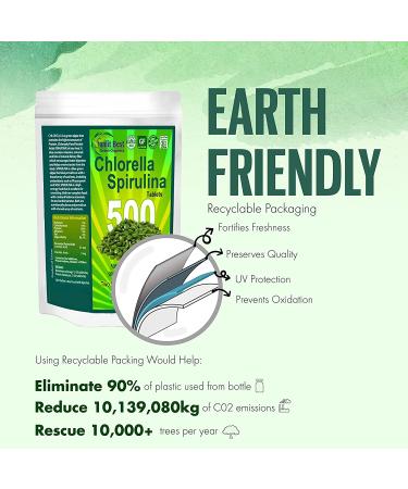 Chlorella Spirulina Cracked Cell Wall  100% Pure & Clean  Raw Non-GMO Green Superfood  Protien Packed  by Sunlit  Best Green Organics (500 Tablets) 1 Count (Pack of 1) - Buy Online on GoSupps.com