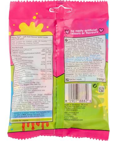 M&S Percy Pig Party Time Jelly Sweets Soft Fruit Flavour Gums with Fruit Juice Vegan 450g (3 x 150g) - Buy Online on GoSupps.com
