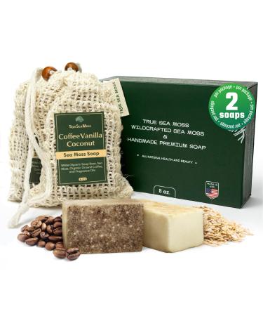 Detoxifying Sea Moss Soap - All-Natural Soap with Coffee Vanilla Coconut & Oatmeal Honey - Gentle on Sensitive Skin for Face and Body Use Gift for Men & Women