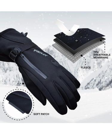 PHRIXUS Mens & Womens Ski Gloves Waterproof Winter Warm 3M Thinsulate Skiing & Snow Gloves Snowboard Snowmobile Gloves Winter Cold Weather Windproof Gloves Large Black - Buy Online on GoSupps.com