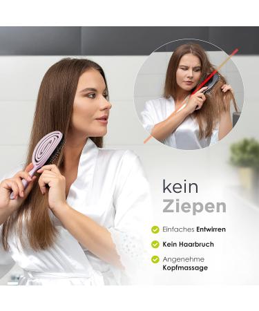 Fabcare Organic Hairbrush - Wild Boar Bristles Round Detangler Brush for All Hair Types | Pink - Includes Ebook Professional Hair Care - Buy Online on GoSupps.com